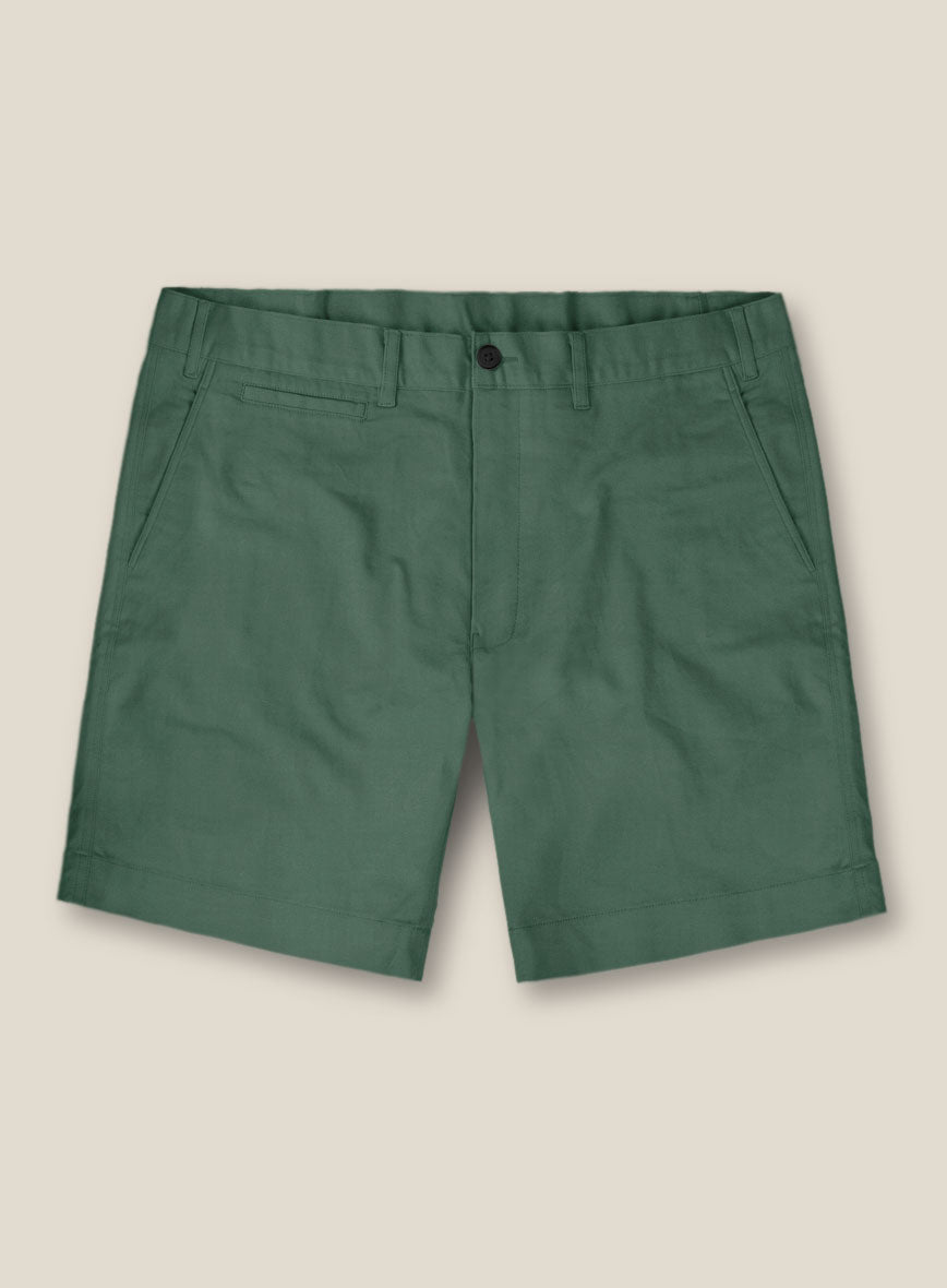 Italian Spring Green Cotton Stretch Shorts - StudioSuits