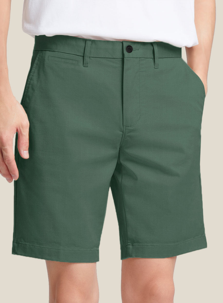 Italian Spring Green Cotton Stretch Shorts - StudioSuits