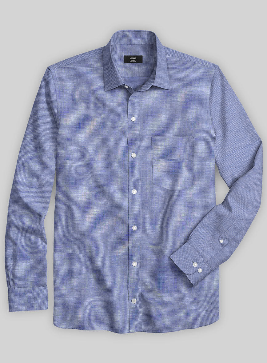 Italian Steel Blue Stretch Cotton Shirt - StudioSuits