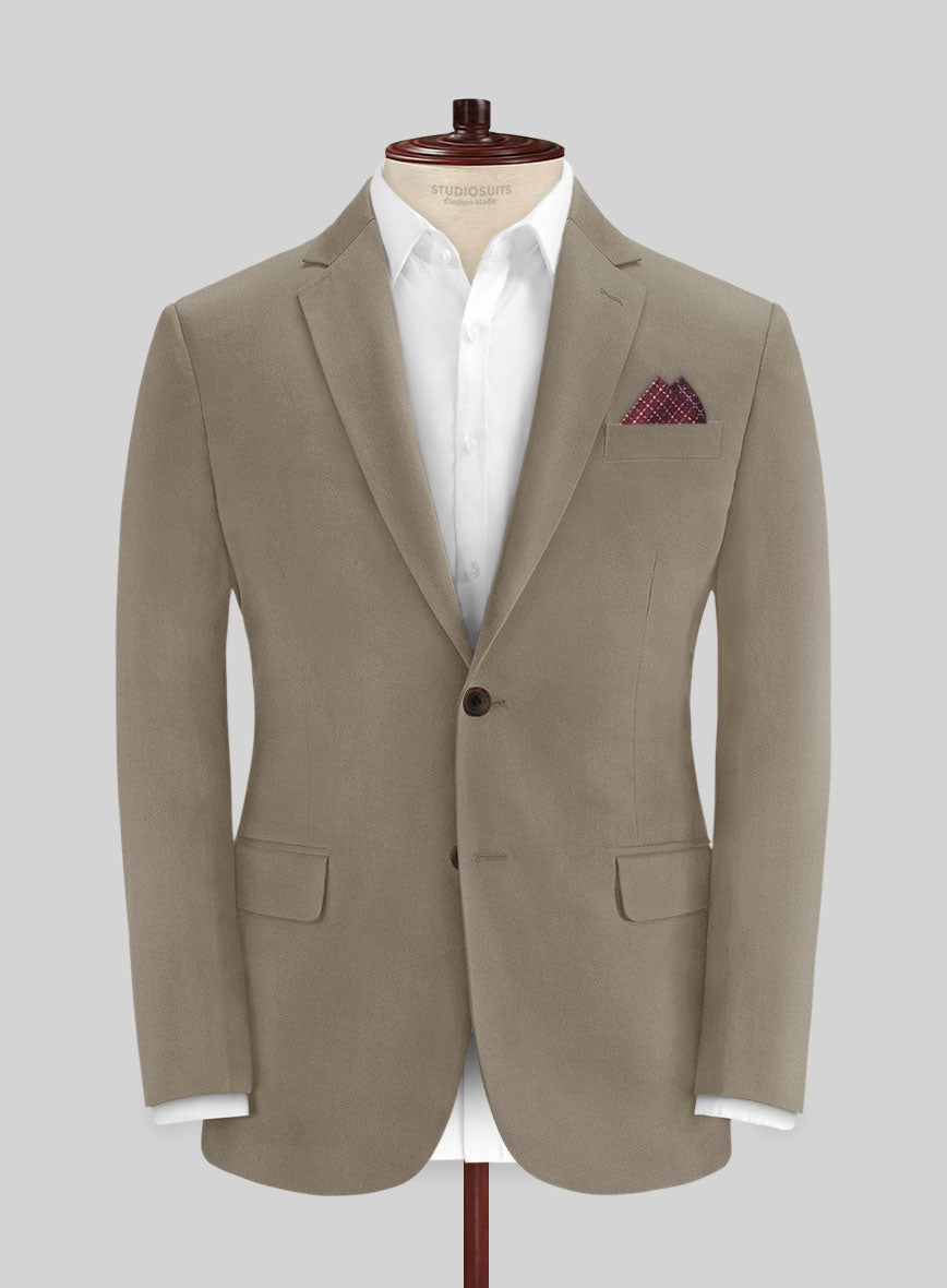Italian Stone Khaki Cotton Stretch Jacket - StudioSuits