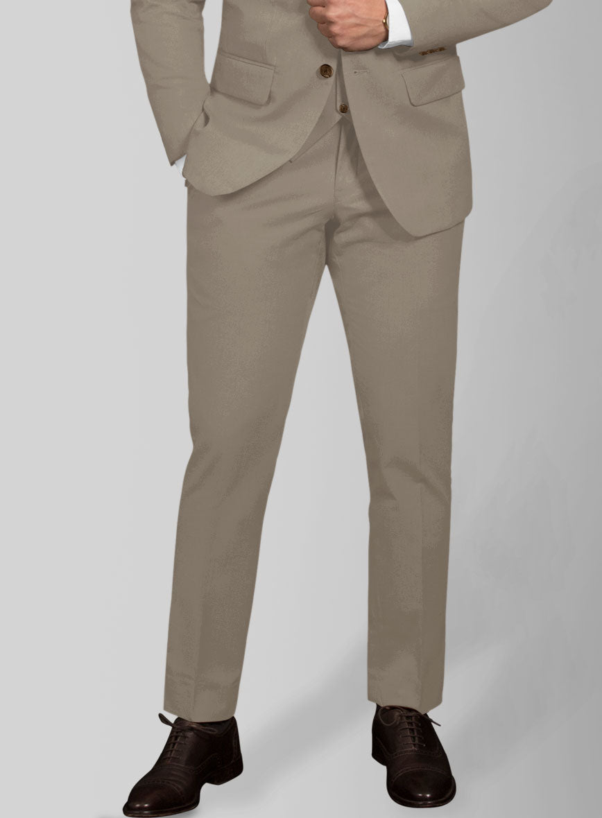 Italian Stone Khaki Cotton Stretch Pants - StudioSuits