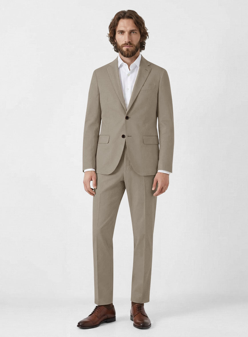 Italian Stone Khaki Cotton Stretch Suit - StudioSuits