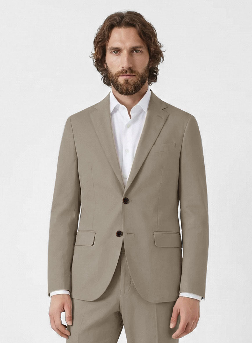 Italian Stone Khaki Cotton Stretch Suit - StudioSuits