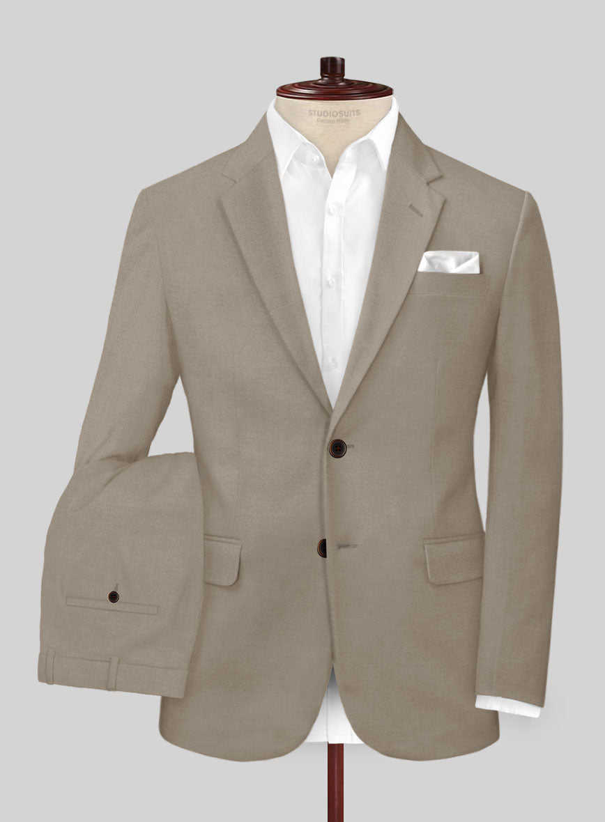 Italian Stone Khaki Cotton Stretch Suit - StudioSuits