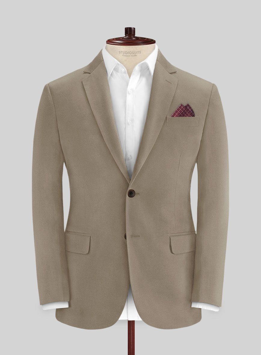 Italian Stone Khaki Cotton Stretch Jacket - StudioSuits