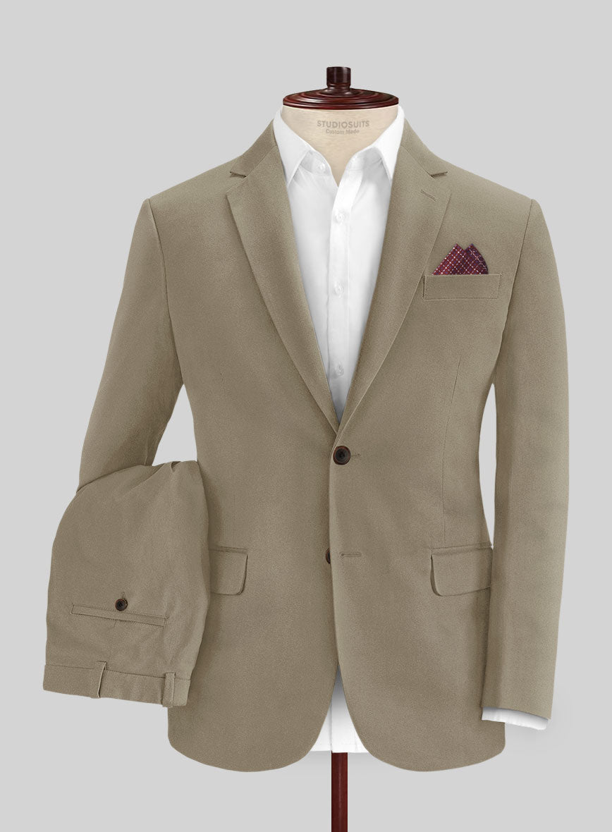 Italian Stone Khaki Cotton Stretch Suit - StudioSuits