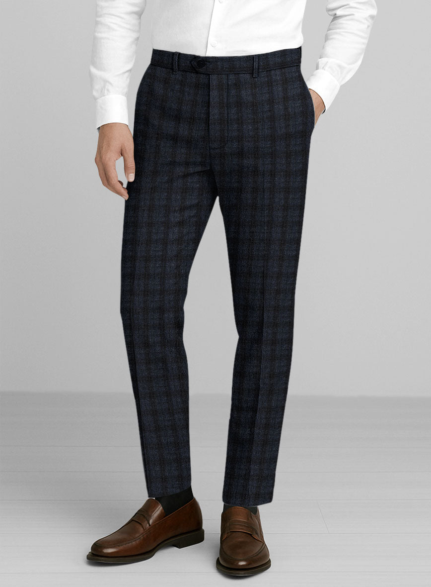 Italian Storm Navy Check Tweed Pants - StudioSuits