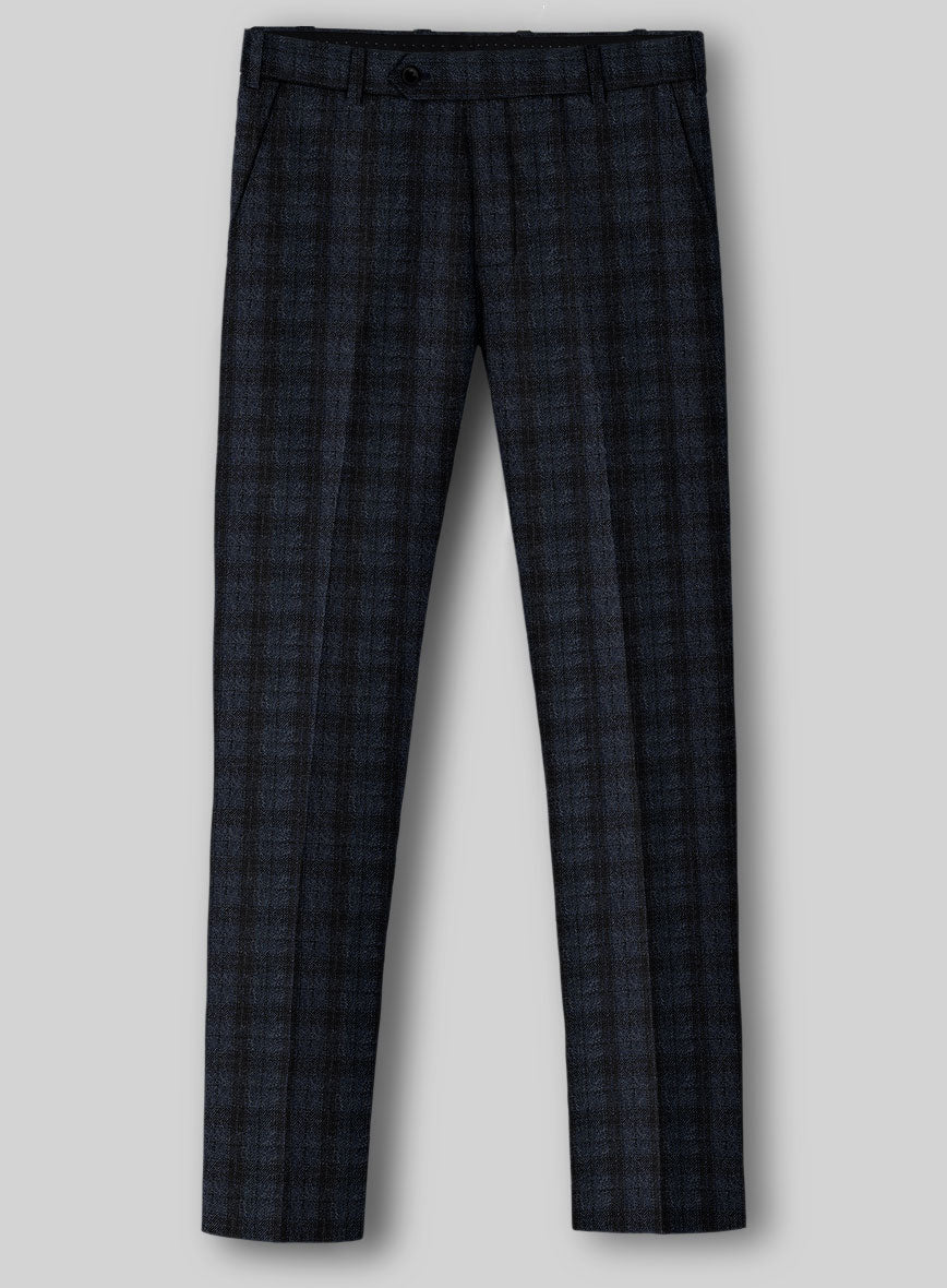 Italian Storm Navy Check Tweed Pants - StudioSuits