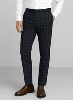 Italian Storm Navy Check Tweed Pants - StudioSuits
