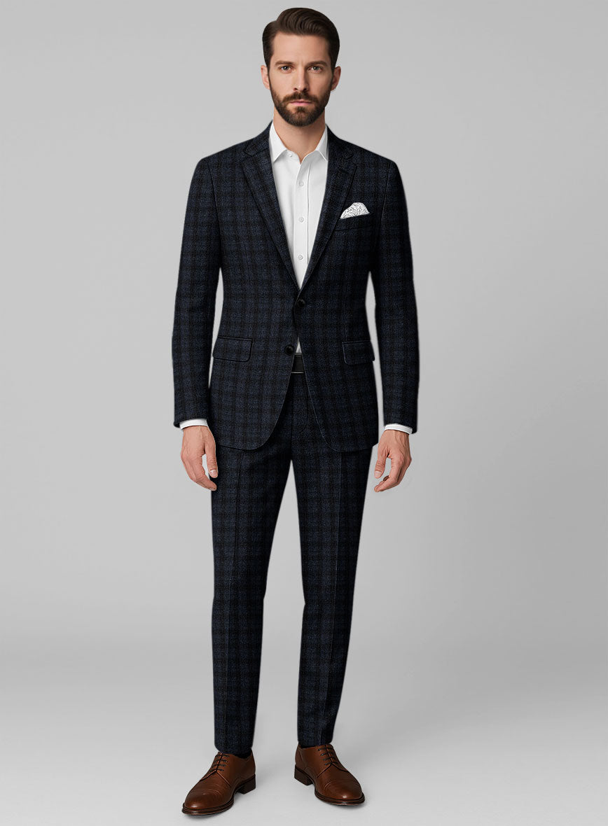 Italian Storm Navy Check Tweed Suit - StudioSuits