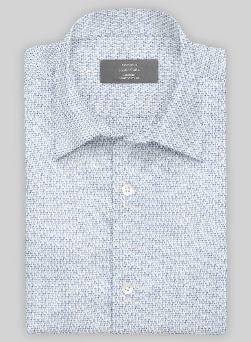 Italian Stretch Blue Fret Shirt - StudioSuits