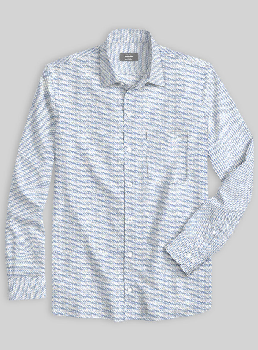 Italian Stretch Blue Fret Shirt - StudioSuits