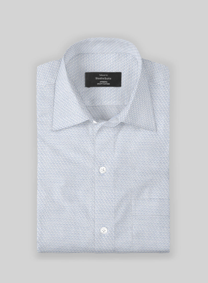 Italian Stretch Blue Fret Shirt - StudioSuits