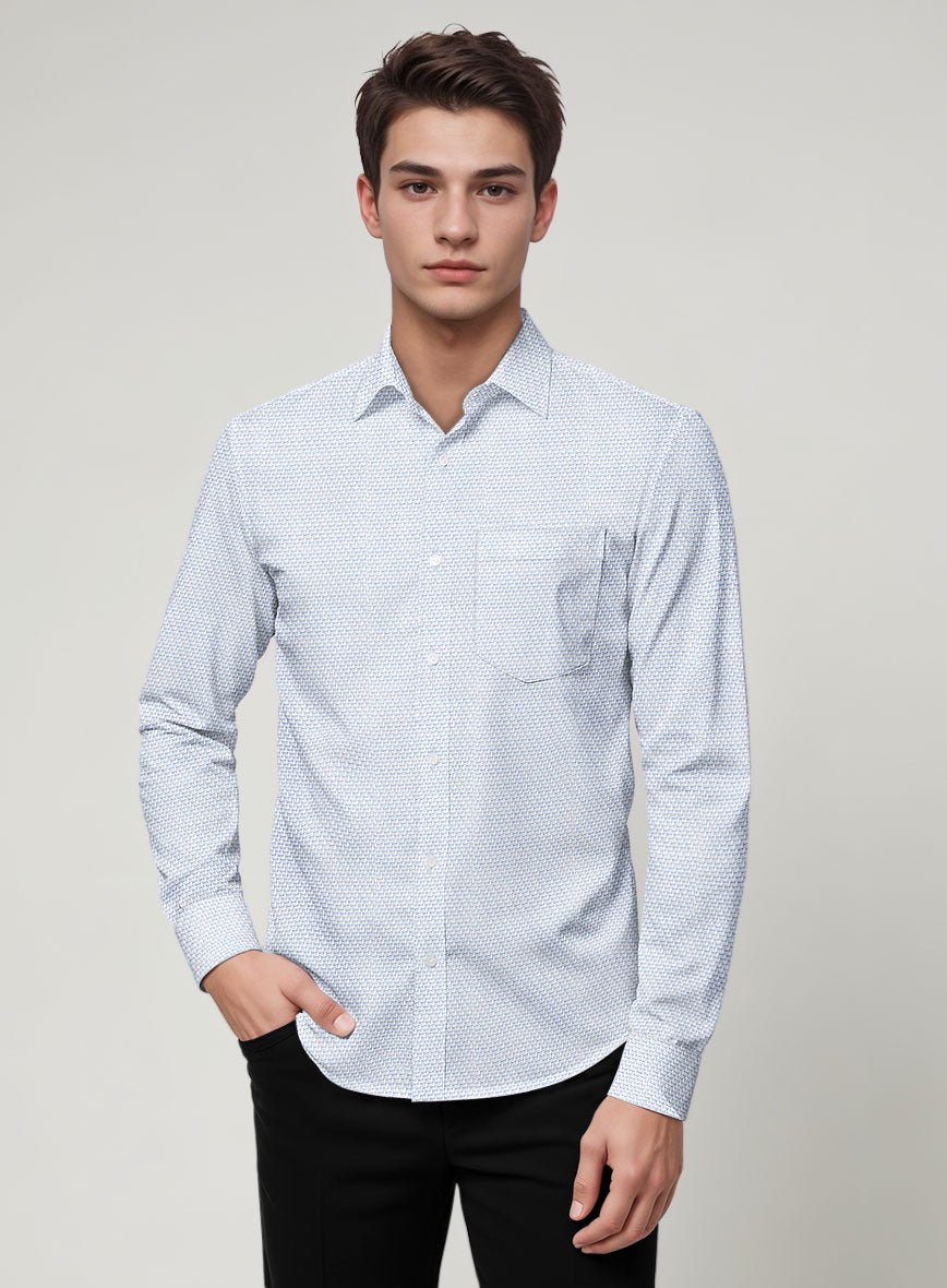 Italian Stretch Blue Fret Shirt - StudioSuits