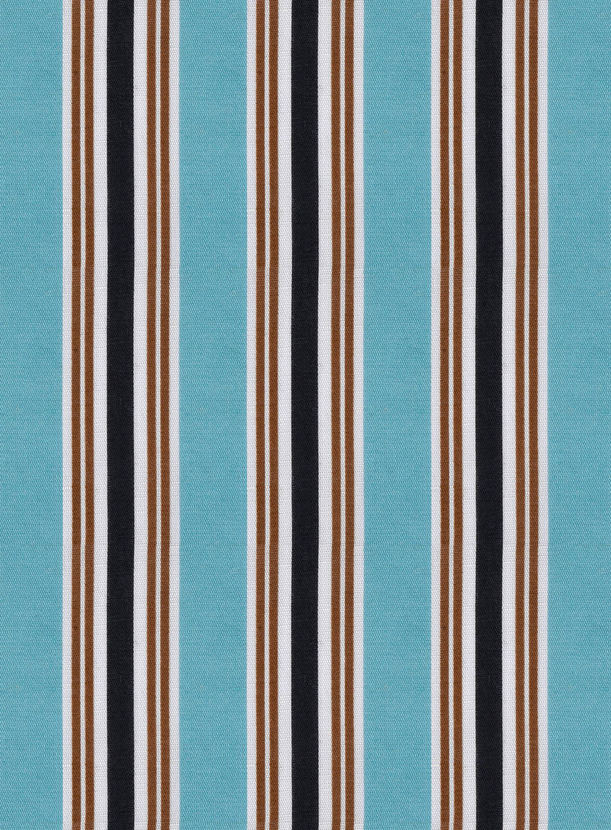 Italian Striped Blue Summer Linen Shirt - StudioSuits