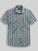 Italian Striped Blue Summer Linen Shirt - StudioSuits