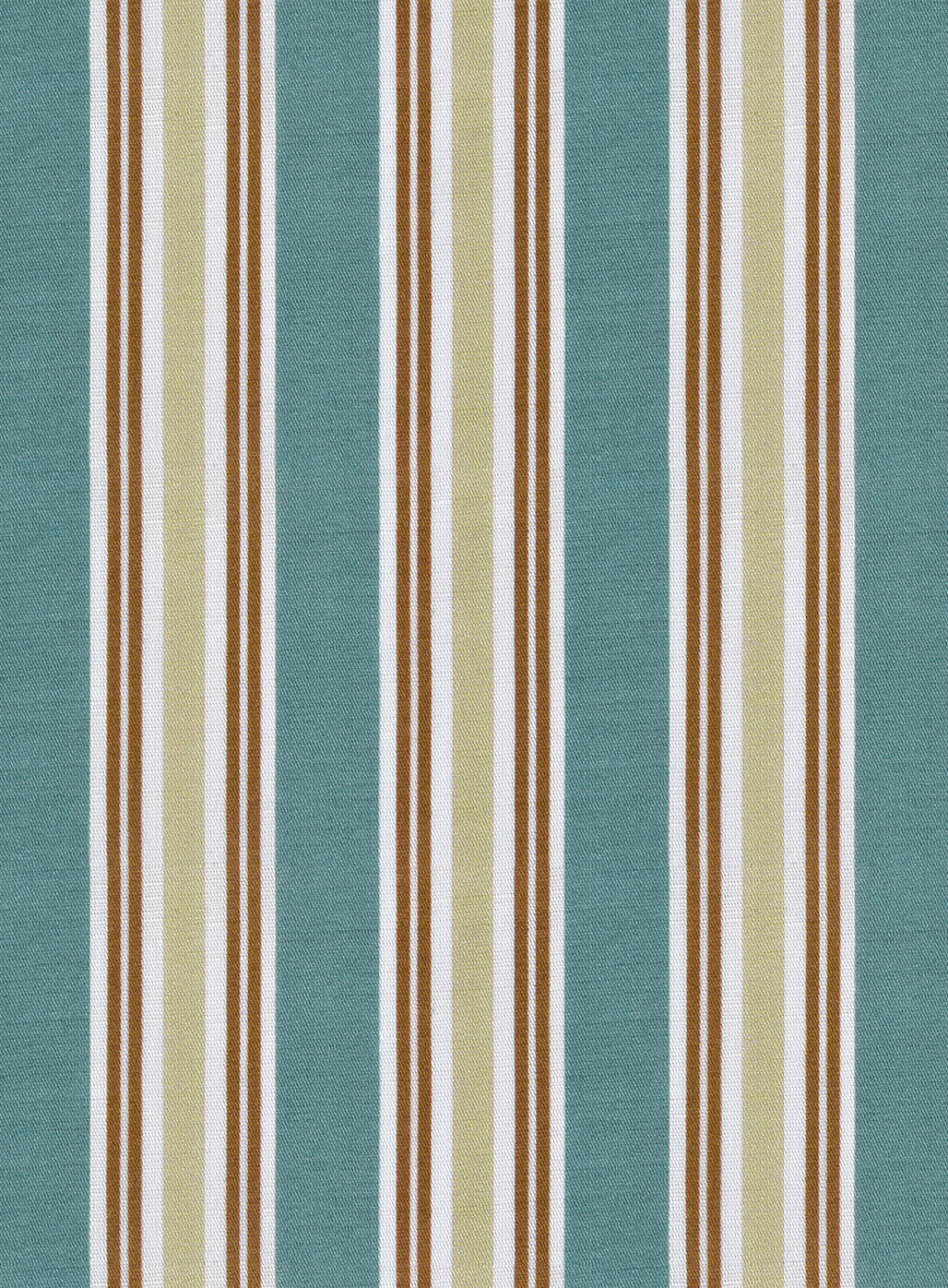 Italian Striped Gray Blue Summer Linen Shirt - StudioSuits