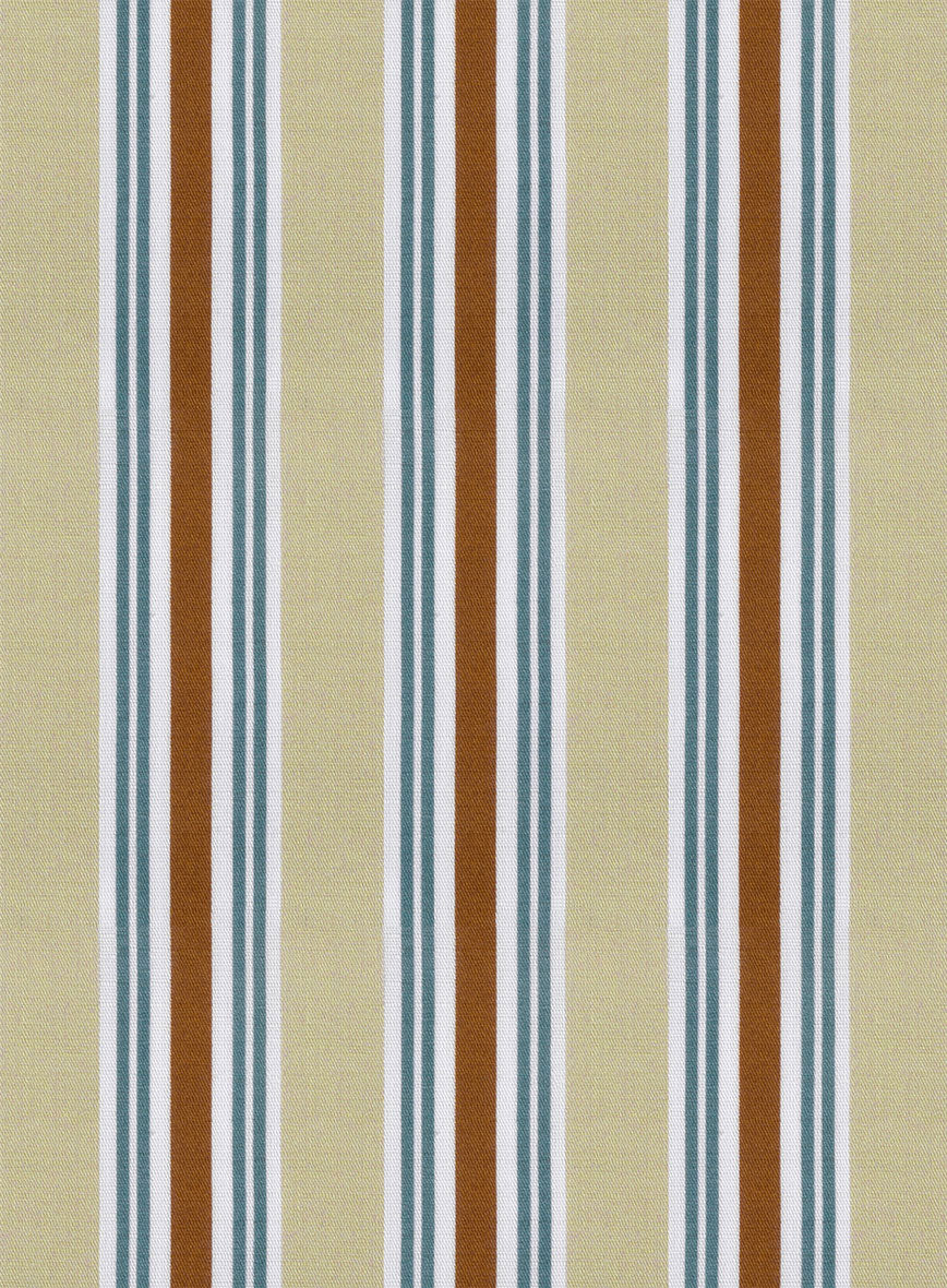 Italian Striped Khaki Summer Linen Shirt - StudioSuits