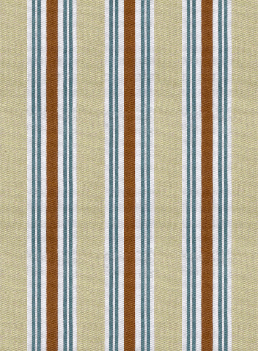 Italian Striped Khaki Summer Linen Shirt - StudioSuits