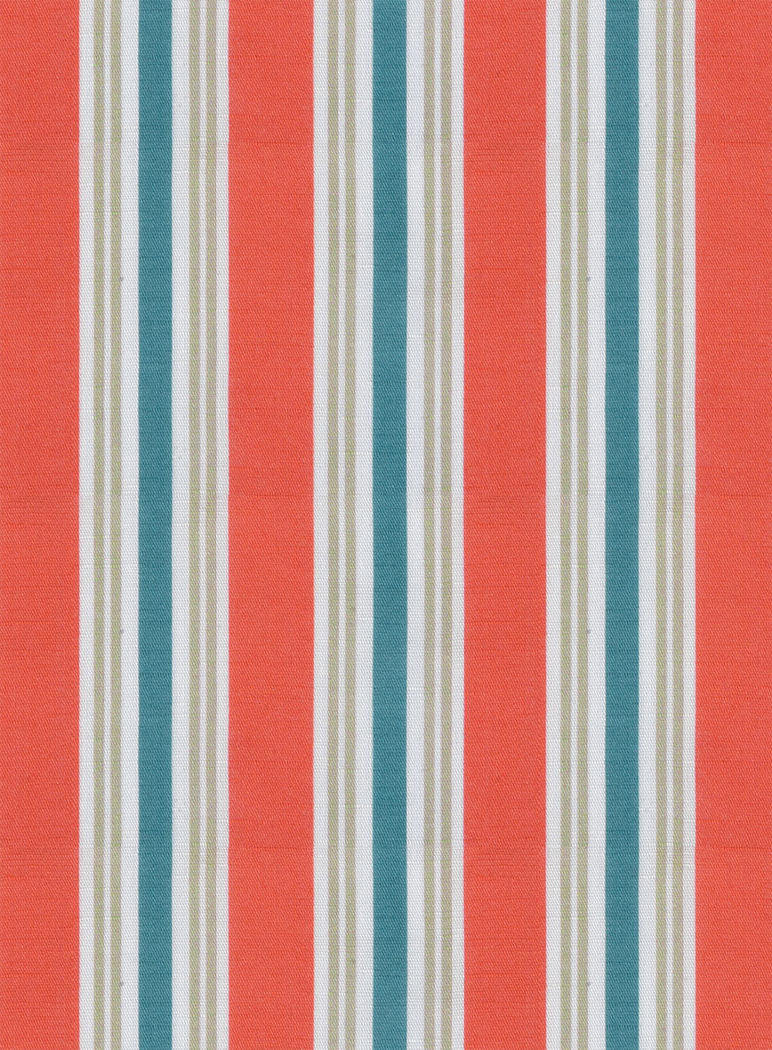 Italian Striped Neon Peach Summer Linen Shirt - StudioSuits