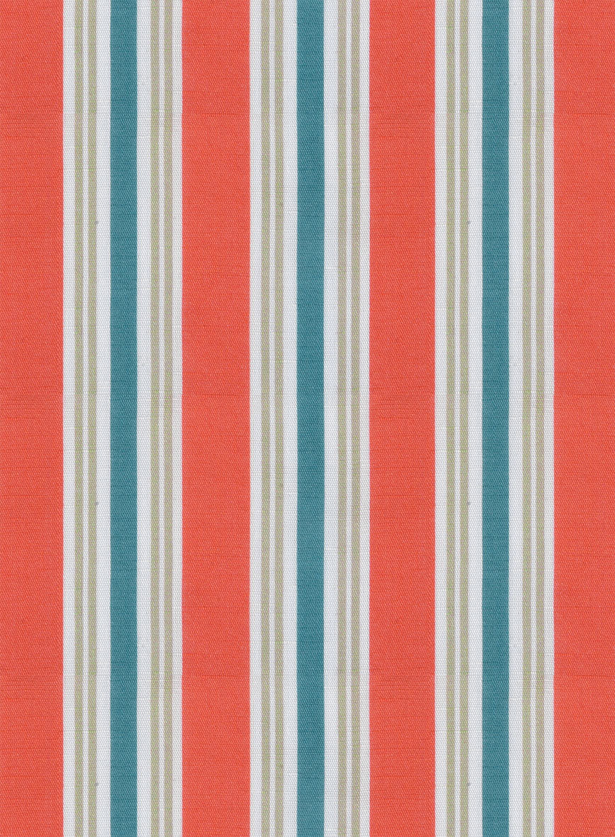 Italian Striped Neon Peach Summer Linen Shirt - StudioSuits