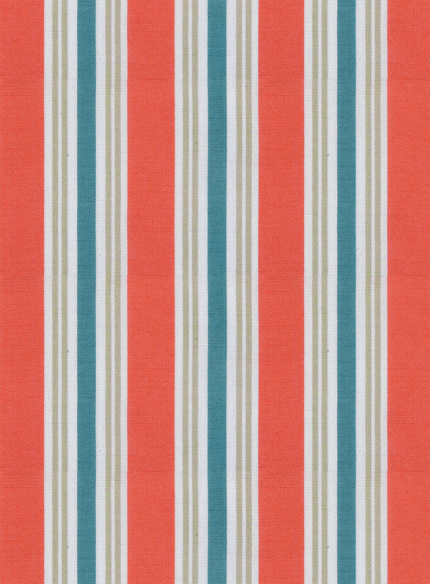 Italian Striped Neon Peach Summer Linen Shirt - StudioSuits
