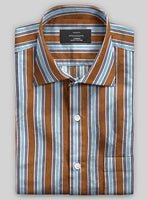 Italian Striped Rust Summer Linen Shirt - StudioSuits