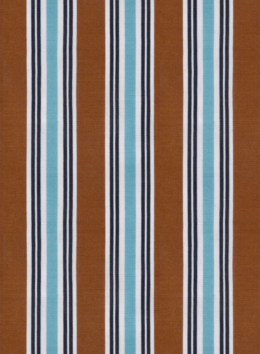 Italian Striped Rust Summer Linen Shirt - StudioSuits