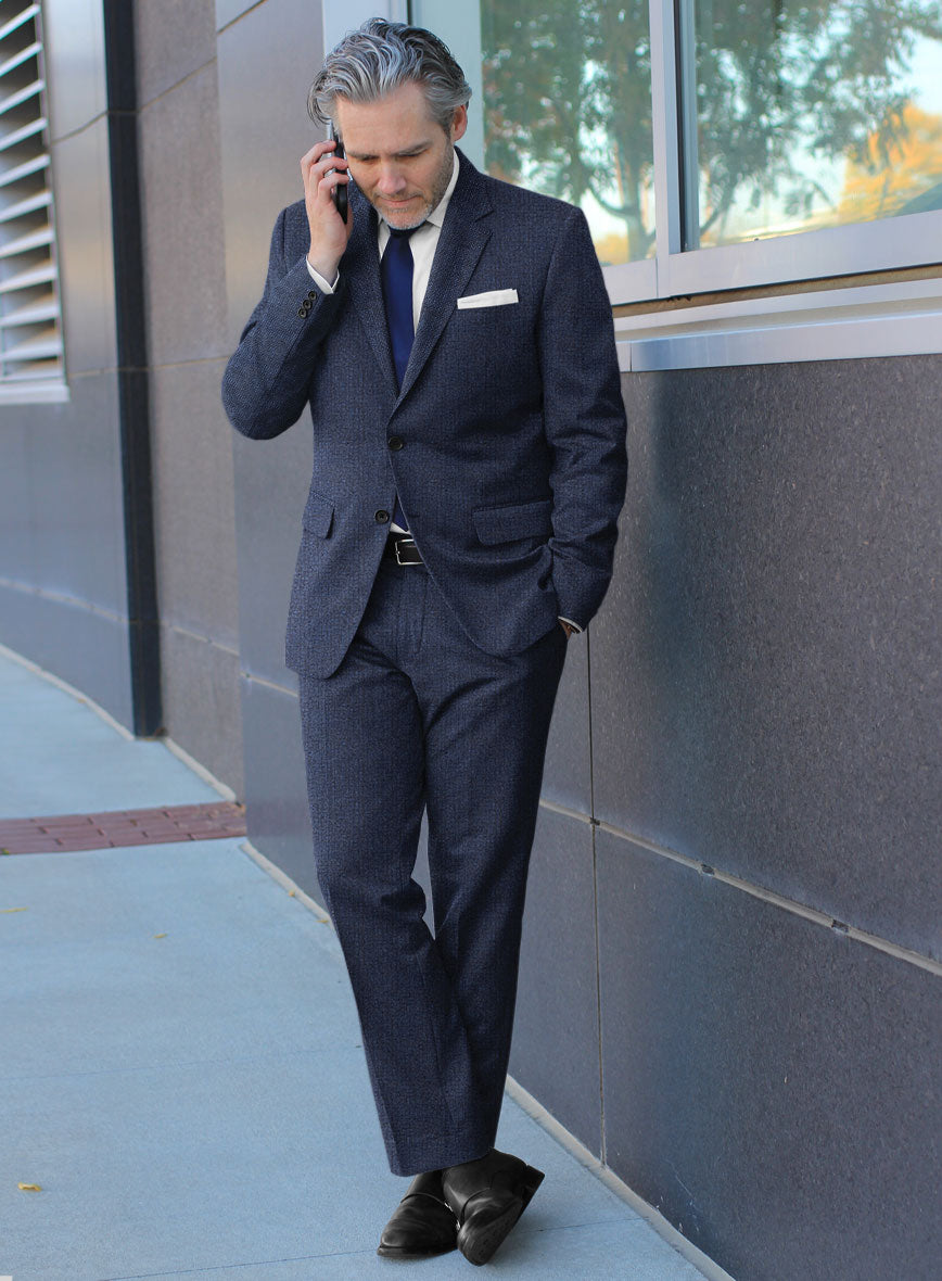 Italian Tavi Blue Nailhead Flannel Suit - StudioSuits