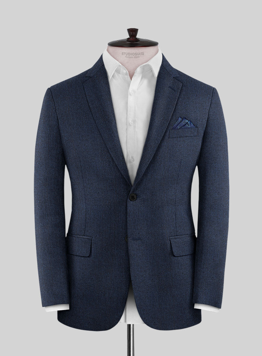 Italian Tavi Dark Blue Nailhead Flannel Jacket - StudioSuits