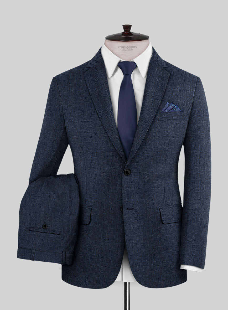 Italian Tavi Dark Blue Nailhead Flannel Suit - StudioSuits