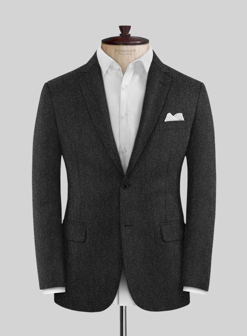 Italian Tavi Dark Gray Nailhead Flannel Jacket - StudioSuits