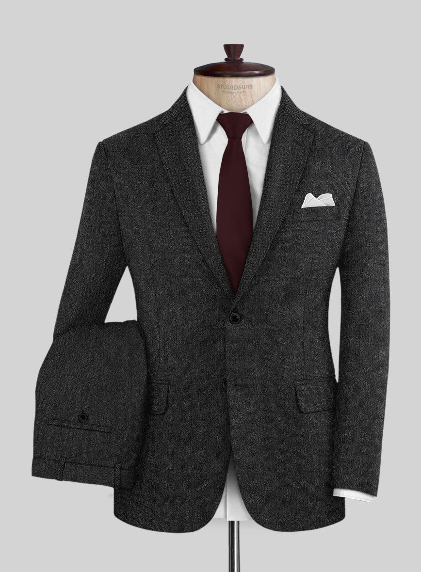 Italian Tavi Dark Gray Nailhead Flannel Suit - StudioSuits