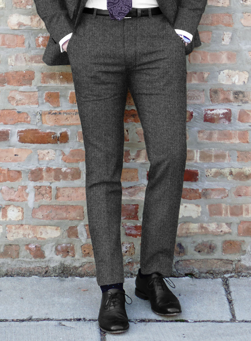 Italian Tavi Gray Nailhead Flannel Pants - StudioSuits