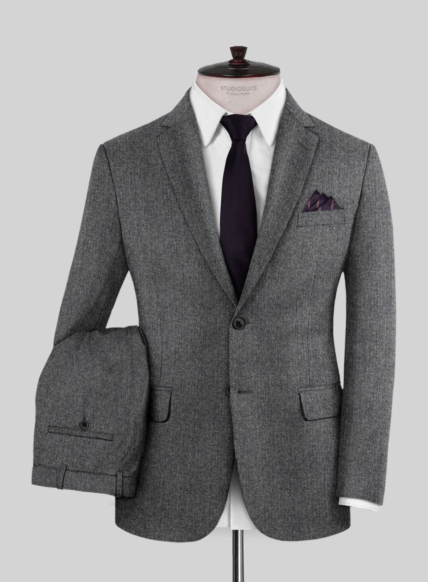 Italian Tavi Gray Nailhead Flannel Suit - StudioSuits