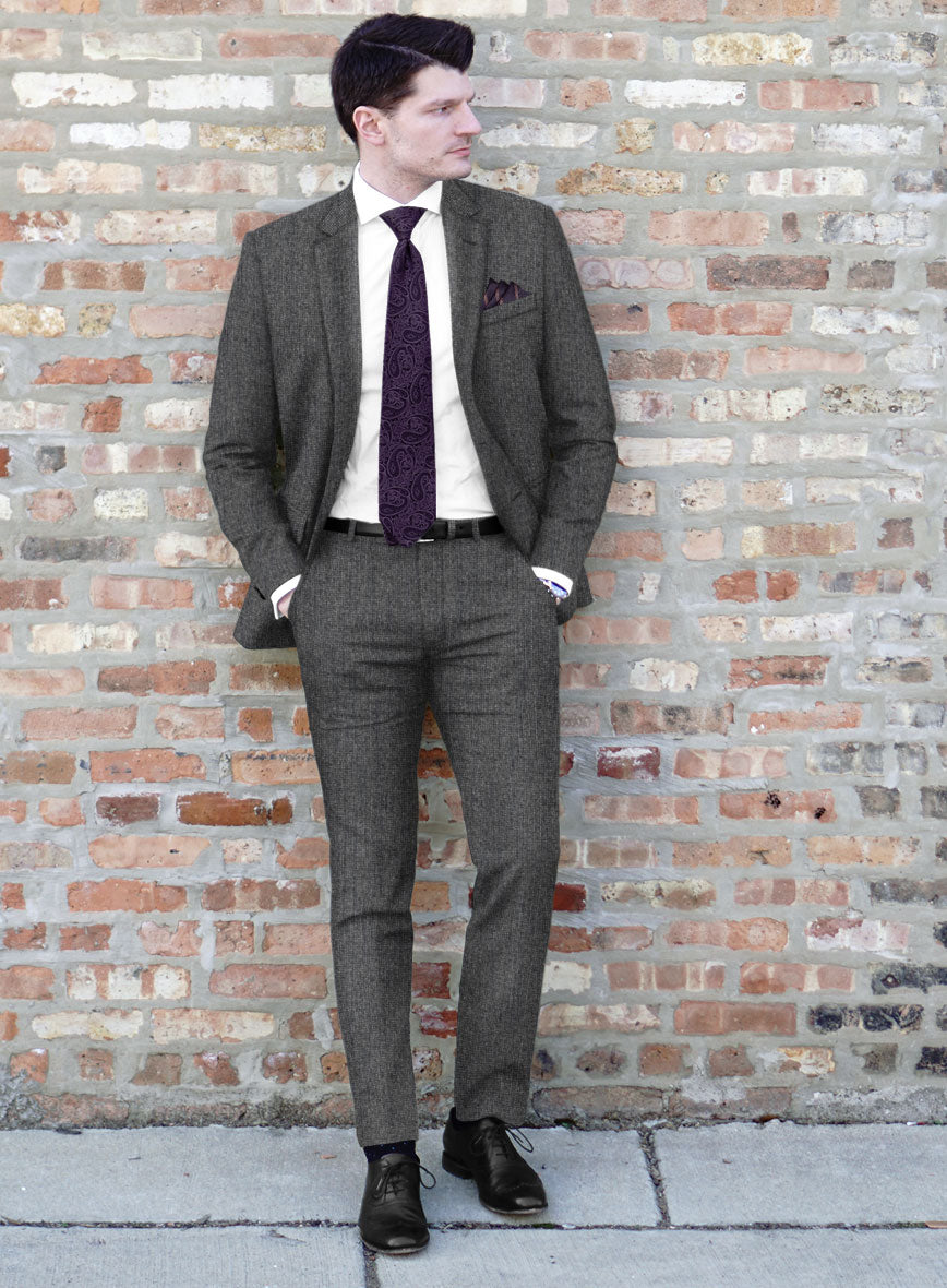 Italian Tavi Gray Nailhead Flannel Suit - StudioSuits