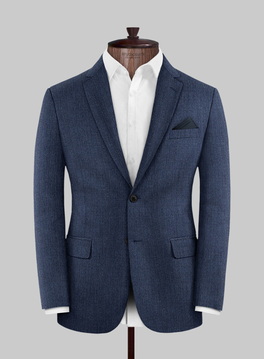 Italian Tela Indigo Blue Wool Jacket - StudioSuits