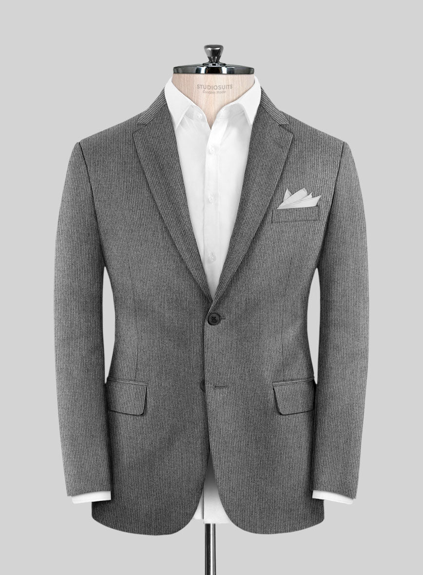 Italian Tiga Gray Mini Pinstripe Flannel Suit - StudioSuits