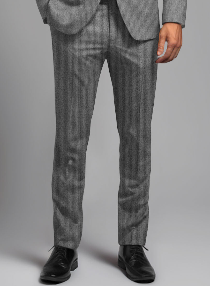 Italian Tiga Gray Mini Pinstripe Flannel Suit - StudioSuits