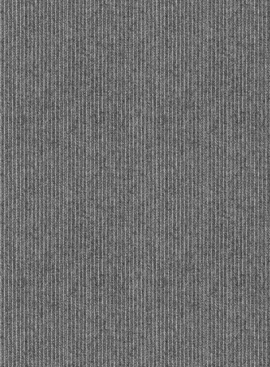 Italian Tiga Gray Mini Pinstripe Flannel Suit - StudioSuits