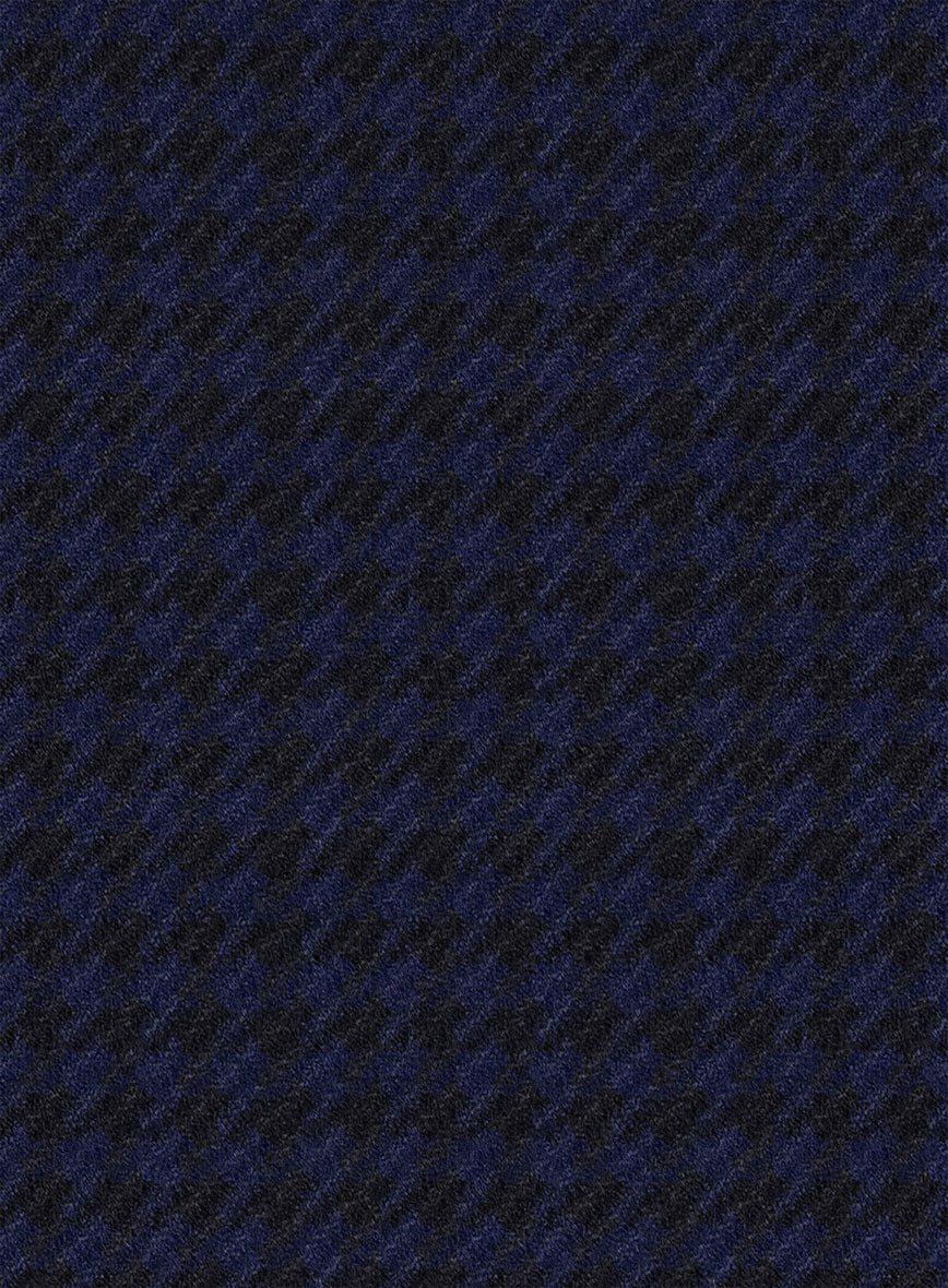 Italian Timas Navy Blue Houndstooth Flannel Jacket - StudioSuits