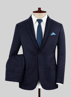 Italian Timas Navy Blue Houndstooth Flannel Suit - StudioSuits