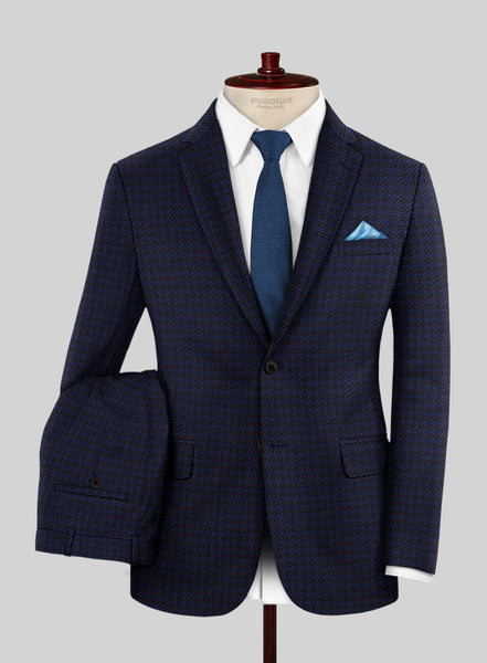 Italian Timas Navy Blue Houndstooth Flannel Suit – StudioSuits