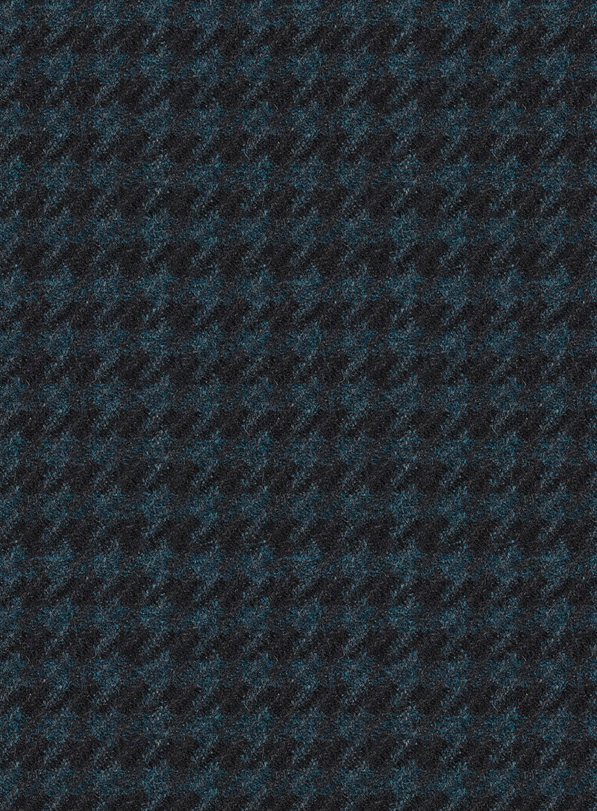 Italian Timas Teal Blue Houndstooth Flannel Jacket - StudioSuits