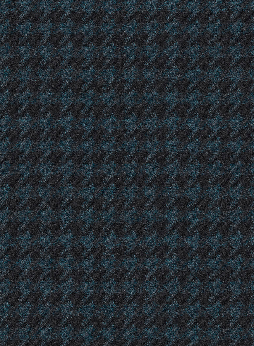 Italian Timas Teal Blue Houndstooth Flannel Pants - StudioSuits