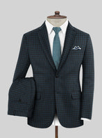 Italian Timas Teal Blue Houndstooth Flannel Suit - StudioSuits