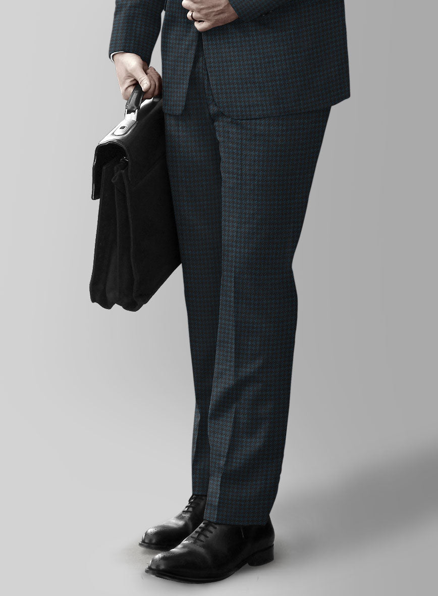 Italian Timas Teal Blue Houndstooth Flannel Suit - StudioSuits