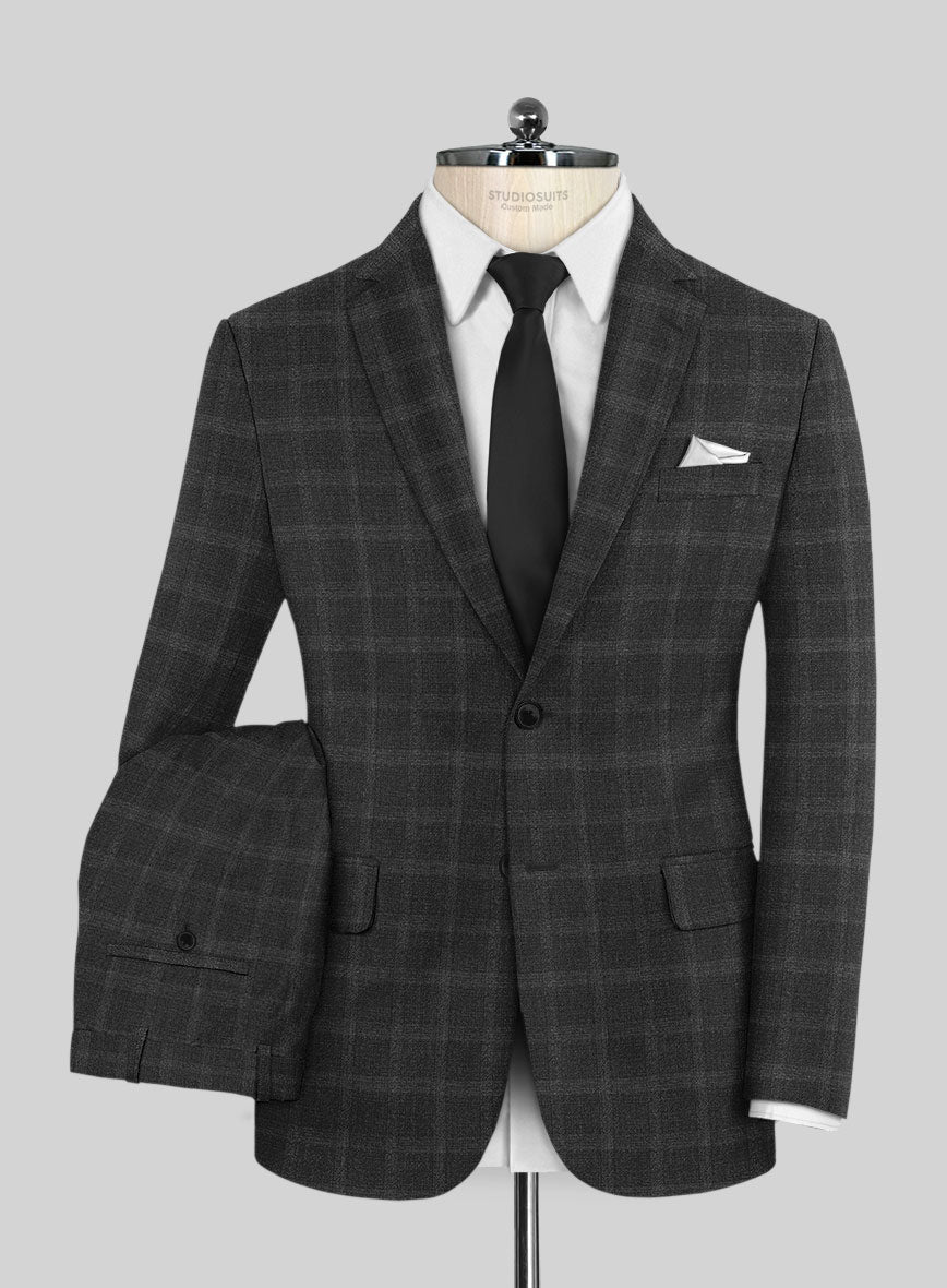 Italian Trek Charcoal Checks Flannel Suit - StudioSuits