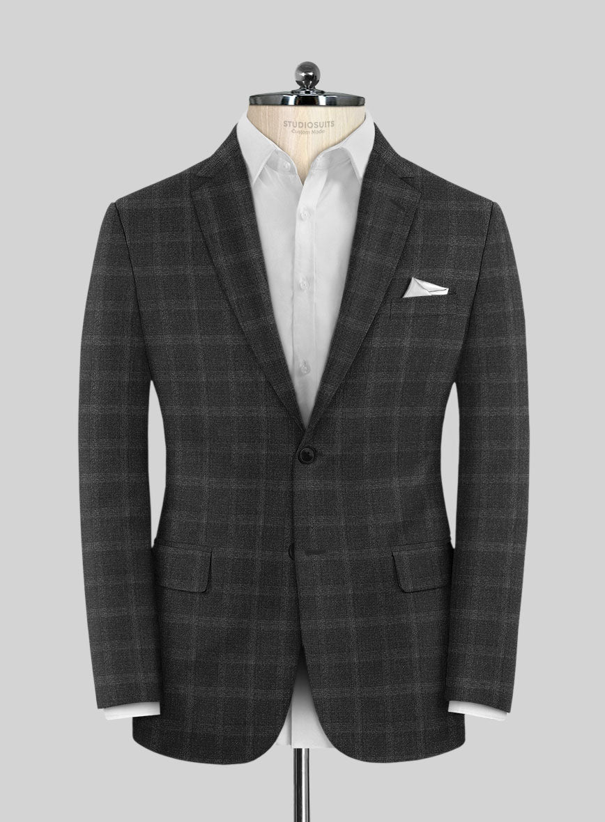 Italian Trek Charcoal Checks Flannel Suit - StudioSuits