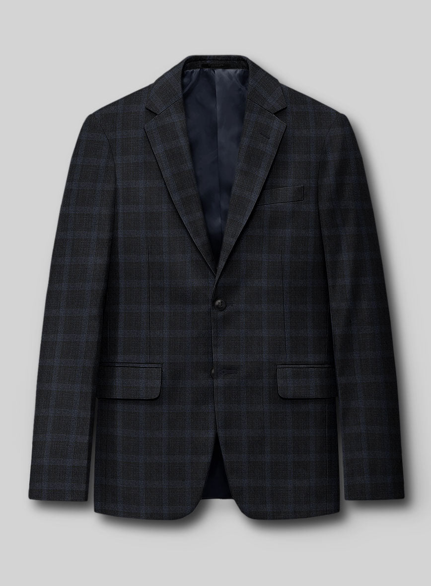 Italian Trek Dark Blue Checks Flannel Jacket - StudioSuits
